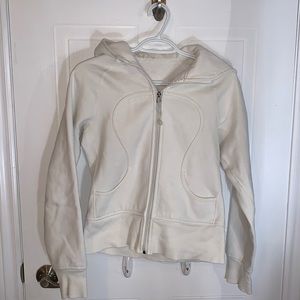 White Lululemon thick zip up sweater size 0/2